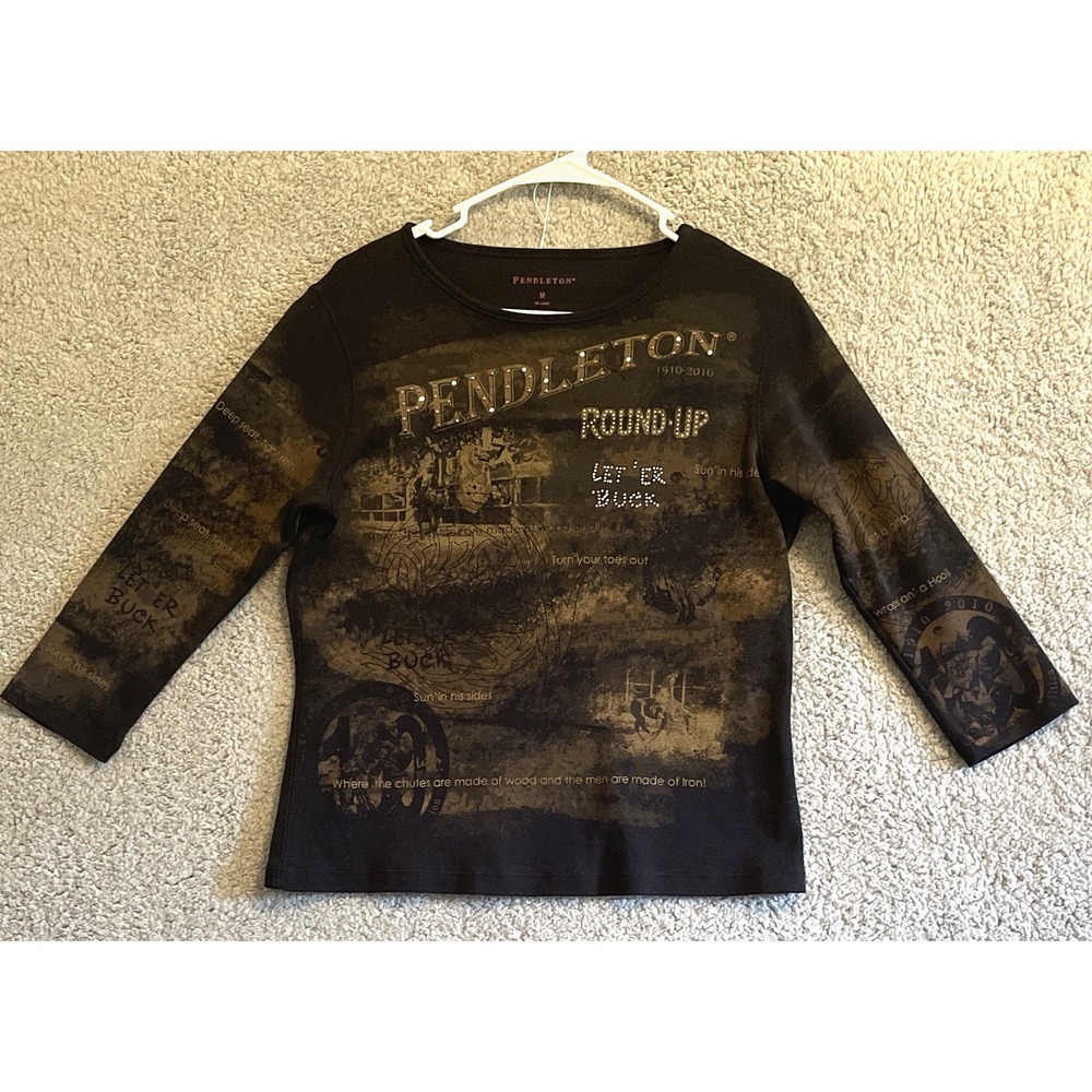 Pendleton Round-Up "Let 'Er Buck" Women's 3/4 Sleeve Western Shirt M